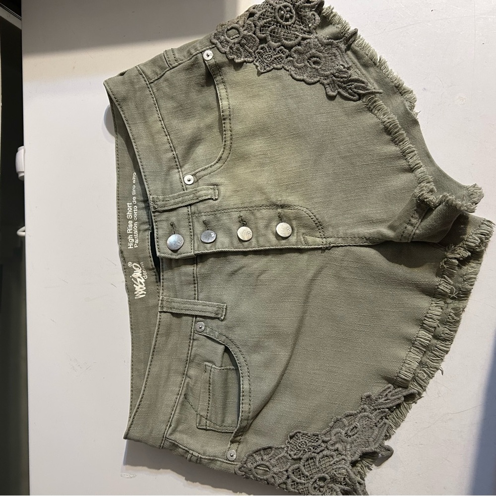 Mossimo Olive Lace Trim Jean Shorts